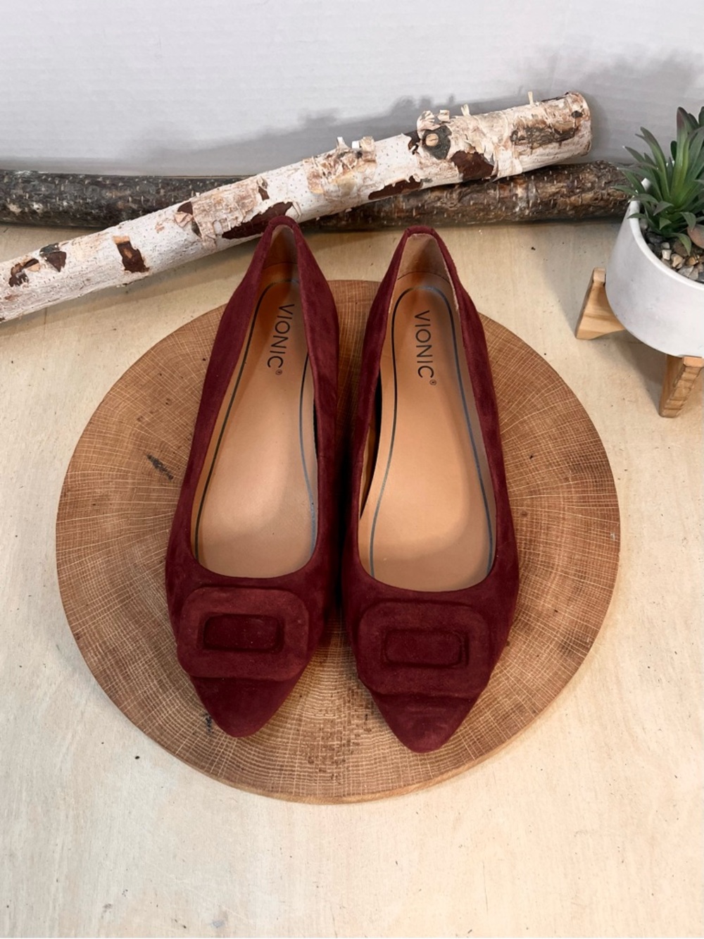 Vionic Amanda Red Suede Ballet Flat Buckle Arch Support Size 8 - Picture 7 of 15